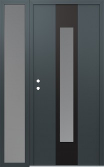 DIAMOND A1 48" X 80" ANTHRACITE/ANTHRACITE FROSTED GLASS PANEL BLACK RHI WITH SIDELITE FROSTED GLASS