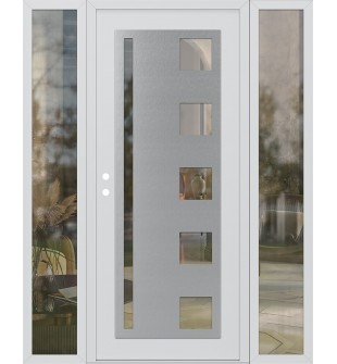 Diamond C3 64" x 80" white/white clear Glass Panel stainless steel RHI with 2 Sidelites clear Glass