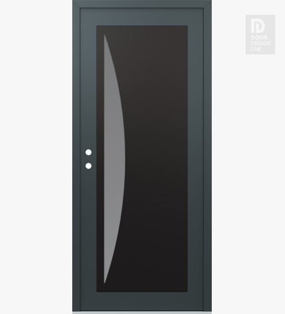 Modern Steel Front Door Diamond C13 36" x 80" anthracite/anthracite frosted Glass Panel black RHI