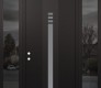 Modern Steel Front Door DIAMOND A5 60" X 96" BLACK/WHITE FROSTED GLASS PANEL BLACK RHI WITH 2 SIDELITES AND TRANSOM MIRRORED GLASS