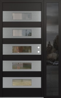 Diamond D5 52" x 80" black/black clear Glass Panel stainless steel LHI with Sidelite mirrored Glass
