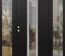 Modern Steel Front Door DIAMOND A11 60" X 80" BLACK/BLACK CLEAR GLASS PANEL STAINLESS STEEL RHI WITH 2 SIDELITES CLEAR GLASS