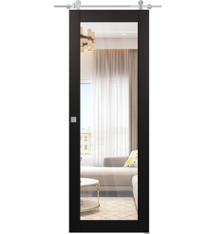 Avon 207 Clear Vetro Black Matte Barn doors