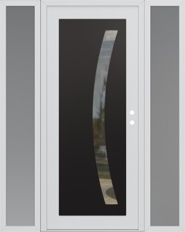 Diamond C4 68" x 80" white/white clear Glass Panel black LHI with 2 Sidelites frosted Glass