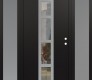 Modern Steel Front Door DIAMOND A10 64" X 80" BLACK/BLACK CLEAR GLASS PANEL STAINLESS STEEL LHI WITH 2 SIDELITES FROSTED GLASS