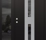 Modern Steel Front Door DIAMOND A6 52" X 80" BLACK/BLACK MIRRORED GLASS PANEL STAINLESS STEEL RHI WITH SIDELITE MIRRORED GLASS