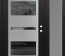 Modern Steel Front Door Diamond C10 50" x 80" black/black mirrored Glass Panel stainless steel LHI with Sidelite frosted Glass