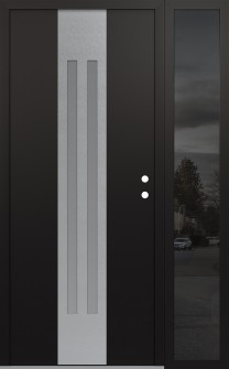 DIAMOND A8 48" X 80" BLACK/WHITE FROSTED GLASS PANEL STAINLESS STEEL LHI WITH SIDELITE MIRRORED GLASS