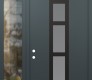 Modern Steel Front Door DIAMOND A10 48" X 96" ANTHRACITE/ANTHRACITE FROSTED GLASS PANEL BLACK RHI WITH SIDELITE AND TRANSOM CLEAR GLASS