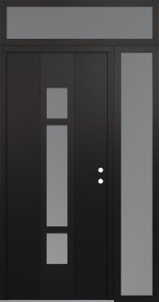 DIAMOND A9 52" X 96" BLACK/WHITE FROSTED GLASS PANEL BLACK LHI WITH SIDELITE AND TRANSOM FROSTED GLASS