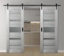 DOUBLE BARN DOOR AVON 07-03 VETRO RIBEIRA ASH 72" X 80" X 1 3/4" BLACK HARDWARE