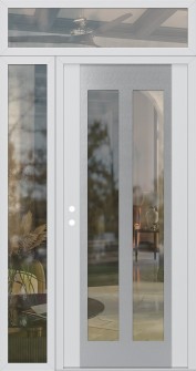 Diamond C14 50" x 96" white/white clear Glass Panel stainless steel RHI with Sidelite and Transom clear Glass