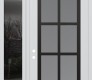 Modern Steel Front Door Diamond C16 52" x 96" white/white frosted Glass Panel black RHI with Sidelite and Transom mirrored Glass