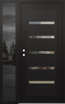 Diamond C7 52" x 80" black/black clear Glass Panel black RHI with Sidelite mirrored Glass