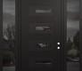 Modern Steel Front Door Diamond D6 60" x 96" black/black mirrored Glass Panel black LHI with 2 Sidelites and Transom mirrored Glass