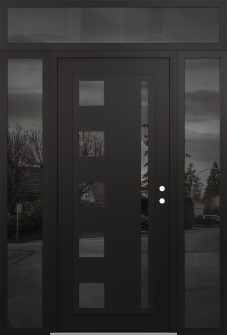 Diamond C3 68" x 96" black/black mirrored Glass Panel black LHI with 2 Sidelites and Transom mirrored Glass