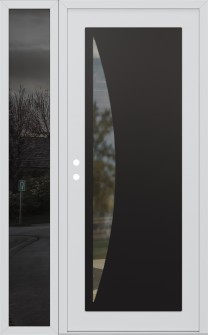 Diamond C13 48" x 80" white/white clear Glass Panel black RHI with Sidelite mirrored Glass