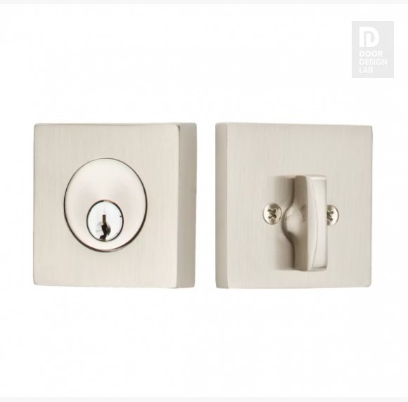 EMTEK SQUARE DEADBOLT DOUBLE CYLINDER 8369 SATIN NICKEL US15 for Steel Front Doors
