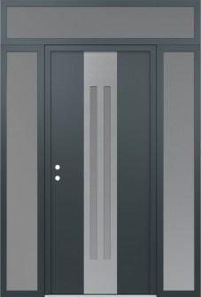 DIAMOND A8 64" X 96" ANTHRACITE/ANTHRACITE FROSTED GLASS PANEL STAINLESS STEEL RHI WITH 2 SIDELITES AND TRANSOM FROSTED GLASS