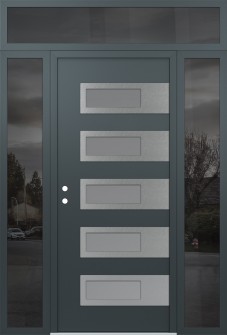 Diamond D3 60" x 96" anthracite/anthracite frosted Glass Panel stainless steel RHI with 2 Sidelites and Transom mirrored Glass