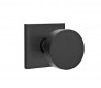 Modern Steel Front Door EMTEK ROUND KNOB WITH SQUARE ROSETTE PRIVACY RH FLAT BLACK (US19) 5210