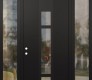 Modern Steel Front Door DIAMOND A9 64" X 96" BLACK/BLACK CLEAR GLASS PANEL BLACK RHI WITH 2 SIDELITES AND TRANSOM CLEAR GLASS