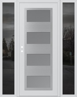 Diamond C2 64" x 80" white/white frosted Glass Panel stainless steel RHI with 2 Sidelites mirrored Glass