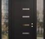 Modern Steel Front Door Diamond C8 64" x 96" black/black clear Glass Panel black LHI with 2 Sidelites and Transom clear Glass