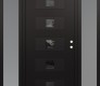 Modern Steel Front Door Diamond D8 60" x 80" black/black mirrored Glass Panel black LHI with 2 Sidelites frosted Glass