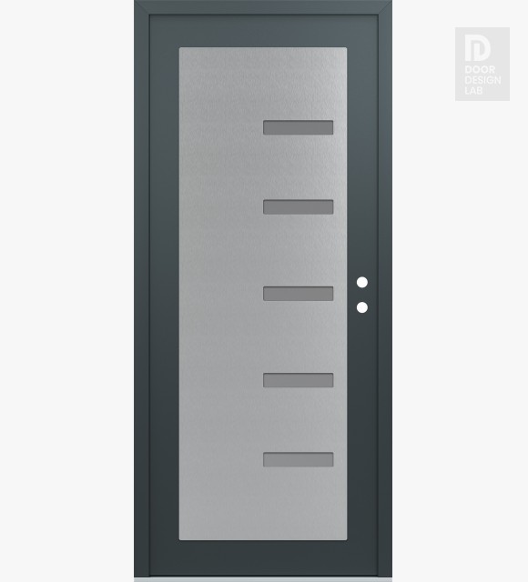 Modern Steel Front Door Diamond C8 36" x 80" anthracite/anthracite frosted Glass Panel stainless steel LHI