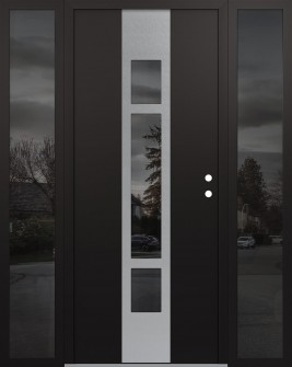 DIAMOND A9 64" X 80" BLACK/BLACK MIRRORED GLASS PANEL STAINLESS STEEL LHI WITH 2 SIDELITES MIRRORED GLASS