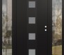 Modern Steel Front Door DIAMOND A12 68" X 80" BLACK/WHITE FROSTED GLASS PANEL BLACK LHI WITH 2 SIDELITES CLEAR GLASS