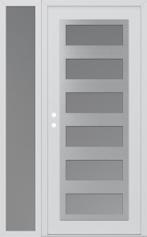 Diamond C9 52" x 80" white/white frosted Glass Panel stainless steel RHI with Sidelite frosted Glass