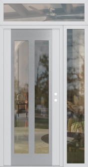 Diamond C14 52" x 96" white/white clear Glass Panel stainless steel LHI with Sidelite and Transom clear Glass