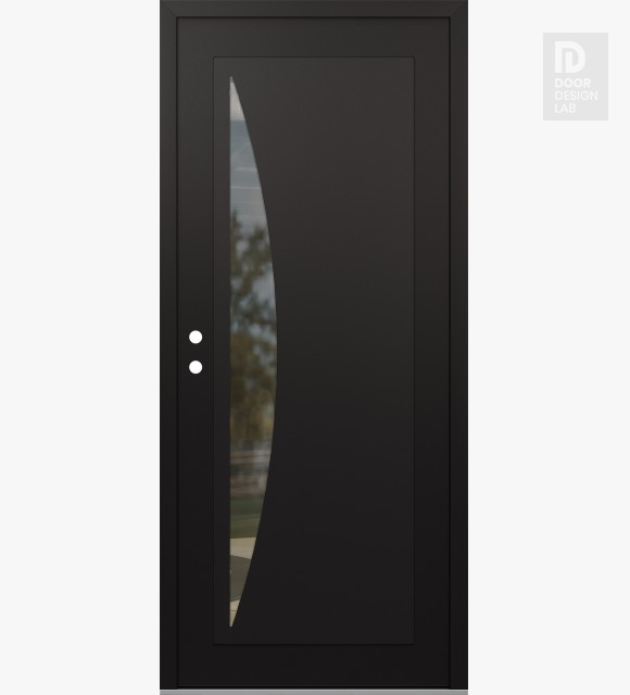 Modern Steel Front Door Diamond C13 36" x 80" black/black clear Glass Panel black RHI