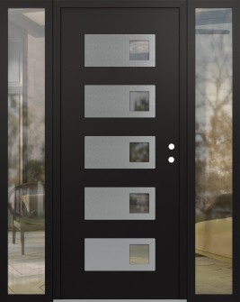 Diamond D2 60" x 80" black/black clear Glass Panel stainless steel LHI with 2 Sidelites clear Glass