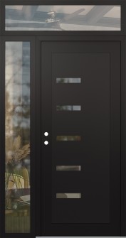 Diamond C8 52" x 96" black/black clear Glass Panel black RHI with Sidelite and Transom clear Glass