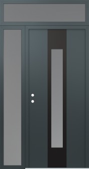 DIAMOND A1 48" X 96" ANTHRACITE/ANTHRACITE FROSTED GLASS PANEL BLACK RHI WITH SIDELITE AND TRANSOM FROSTED GLASS