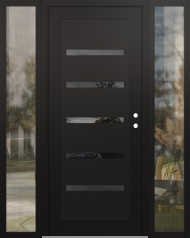 Diamond C7 60" x 80" black/black mirrored Glass Panel black LHI with 2 Sidelites clear Glass