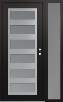 Diamond C9 48" x 80" black/white frosted Glass Panel stainless steel LHI with Sidelite frosted Glass
