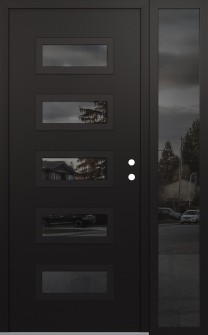 Diamond D1 52" x 80" black/black mirrored Glass Panel black LHI with Sidelite mirrored Glass
