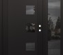 Modern Steel Front Door Diamond C5 52" x 80" black/black mirrored Glass Panel black LHI with Sidelite mirrored Glass