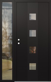 DIAMOND A12 48" X 80" BLACK/BLACK CLEAR GLASS PANEL BLACK RHI WITH SIDELITE CLEAR GLASS