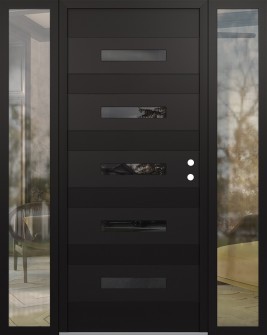 Diamond D9 64" x 80" black/black mirrored Glass Panel black LHI with 2 Sidelites clear Glass