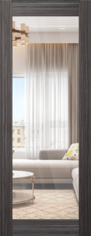 DOOR SLAB PALLADIO 207 CLEAR VETRO GRAY OAK 28" X 96" X 1 9/16" TEMPERED CLEAR GLASS
