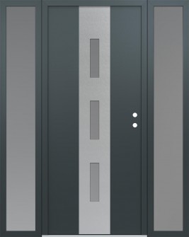 DIAMOND A7 64" X 80" ANTHRACITE/ANTHRACITE FROSTED GLASS PANEL STAINLESS STEEL LHI WITH 2 SIDELITES FROSTED GLASS