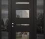 Modern Steel Front Door Diamond C10 60" x 96" black/black clear Glass Panel black RHI with 2 Sidelites and Transom mirrored Glass