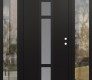 Modern Steel Front Door DIAMOND A9 60" X 80" BLACK/WHITE FROSTED GLASS PANEL BLACK LHI WITH 2 SIDELITES CLEAR GLASS
