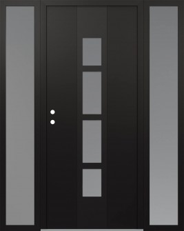 DIAMOND A10 60" X 80" BLACK/WHITE FROSTED GLASS PANEL BLACK RHI WITH 2 SIDELITES FROSTED GLASS