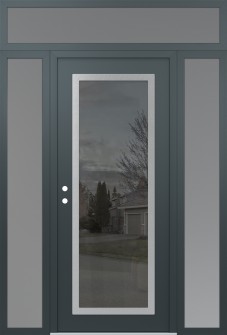 Diamond C1 60" x 96" anthracite/anthracite mirrored Glass Panel stainless steel RHI with 2 Sidelites and Transom frosted Glass